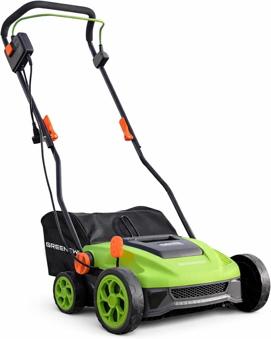 GreenSweep TurfoMax | Artificial Grass Electric Turf Sweeper, 5 Adjustable Height Settings, Foldable Handle, Collection Bag Included, Restores Flattened Turf & Removes Debris