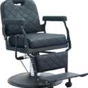 Kaleurrier Black Salon Chair Reclining: Professional Hydraulic Barber Chairs with Headrest and Footrest - Adjustable Heavy Duty Styling Chair for Home Hair Beauty Salon Massage Barbershop Tattoo (Black Leather Black Frame)