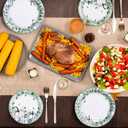 Homlouue 200 PCS Fall Paper Plates and Napkins Blue Pumpkin Plates, Thanksgiving Plate Disposable for Fall Theme Party Harvest Thanksgiving Decoration,Watercolor Pumpkin Paper Plate Serve 50 Guest