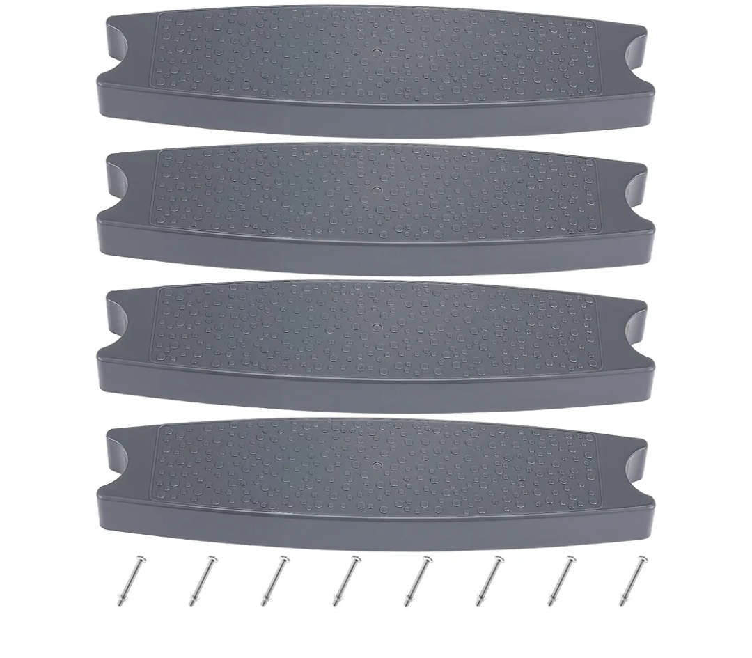 4  Pcs 18" Pool Ladder Steps Replacement Universal Swimming Pool Ladder Steps for Inground and Above Ground Heavy Duty Molded Plastic Stairs with 8 Pcs Stainless Steel Bolts (Gray