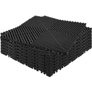 24 Pack 16"x 16"Interlocking Garage Floor Tiles,Modular Drainage Floor Mat,Non-Slip Splicing Interlocking Drainage Mats Floor Tile for Garage Car Wash Basement,etc(Black) (24 PCS)