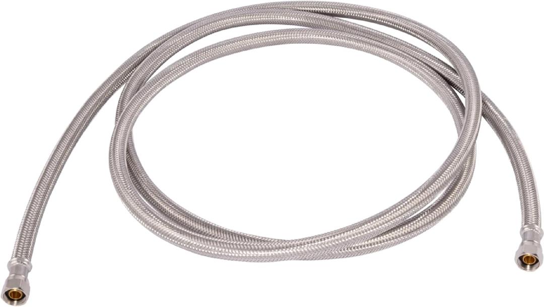 Eastman 96 Inch Steel-Flex Flexible Faucet Connector, 3/8 Inch x 3/8 Inch Compression Connection, Braided Stainless Steel Faucet Supply Line, 48082
