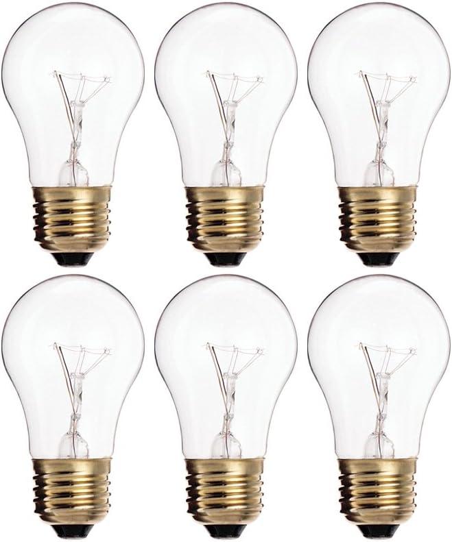KOR (Pack of 6) 25A15/CL - 25-Watt A15 Incandescent Appliance Bulb - Clear Finish - Medium (E26) - Standard US Size Household Base 25W