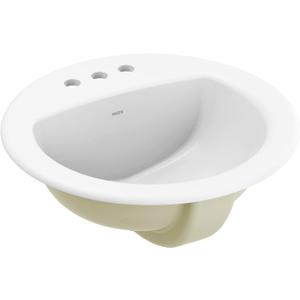 Moen White Vitreous China Drop-in Countertop Sink, 19 X 8.25 Inch Oval Bathroom Sink with a High Gloss Porcelain Finish for Vanity Countertop Placement, BGCW13OD1919