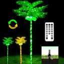 Palm Trees Decor for Outside Patio, 7.2Ft Lighting Artificial Palm Tree, Outdoor Pool Tropical Decorations for Home Party Beach Garden Park Green/Warm White