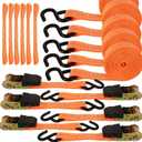 4-Pack Ratchet Straps, 20Ft Ratchet Tie Down Straps, 1700 LB Break Strength Ratchet Cargo Straps with Safety Lock S Hooks & Soft Loops for Moving Cargo, Motorcycle, Appliances, Lawn Equipment