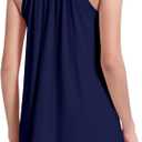 NACHILA Women's Nightgowns-Viscose Made from Bamboo, Sleeveless Sleep Shirts Pleated Night Dress Cool Sleepwear (XL)