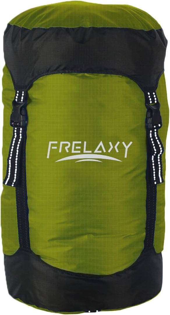 Frelaxy Compression Sack, 40% More Storage! 11L/18L/30L/45L/52L Compression Stuff Sack, Water-Resistant & Ultralight Sleeping Bag Stuff Sack - Space Saving Gear for Camping, Hiking (Medium, Army Green)