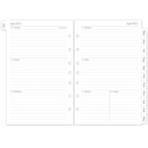 2025-2026 Weekly & Monthly Planner Refill, Planner Inserts with Monthly Tabs, Size 4, 5.5"x8.5", July 2025 - June 2026, 7-Hole Punched,Set of 3