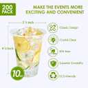 Lilymicky 200 Pack 10 oz Clear Plastic Cups, PET Disposable Drinking Cups Perfect for Birthday Parties, Ceremonies, Events