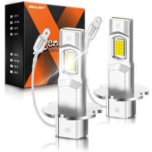 SEALIGHT H3 LED Fog Light Bulbs, 6000K Cool White 12000LM Super Penetration H3 LED Bulb, 1:1 Mini Size, Plug n Play, H3ll Bulb Light for Fog Lamp, DRL, Pack of 2