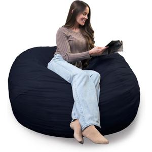 Big Joe Fuf 5Ft Oversized Foam Bean Bag Chair with Removable Cover for Kids, Teens, Adults, Cobalt Lenox, Durable Woven Polyester, 5 foot Large Reading and Gaming Seat
