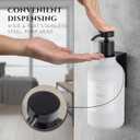 Shower Shampoo Dispenser Wall Mounted Refillable 16.9 oz White Bottle with Stainless Steel Pump & No-Drill Adhesive Holder Soap Dispenser for Bathroom (1 X White/Black)
