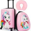 emissary 3 Pieces Unicorn Kids Luggage Set for Girls, 16" Hardside Carry on Luggage with Spinner Wheels, Toddler Suitcases Set Travel Rolling Kid's Luggage Airline Approved (Pink Unicorn 02)