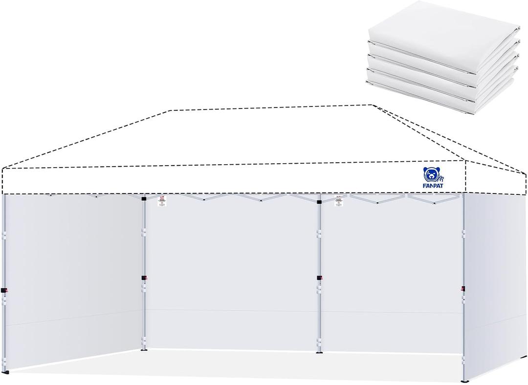 Fanpat 10x20ft Canopy Sidewalls fit 10x20ft Pop Up Tent, Waterproof 99% UV Protection Privacy Enclosure for Outdoor Events and Party, White (4Pcs Sidewalls Only, Frame and Top Not Included)