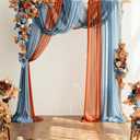 Ling's moment Fall Wedding Arch Flowers with Sheer Drapes Kit - Artificial Orange and Navy Blue Floral Arrangements for Ceremony Backdrop, Arbor Decor, 5-Piece Set (2 Flower Stems + 3 Hanging Drapes)