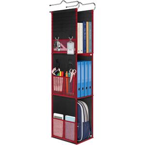Syeeiex Hanging Locker Organizer, Locker Shelf, Black and Red, 3 Tier