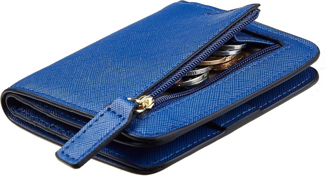 Toughergun Womens Small Slim Leather Wallet with RFID Protection, Compact Bifold Mini Purse with Clear ID Window (CH Deep Blue)