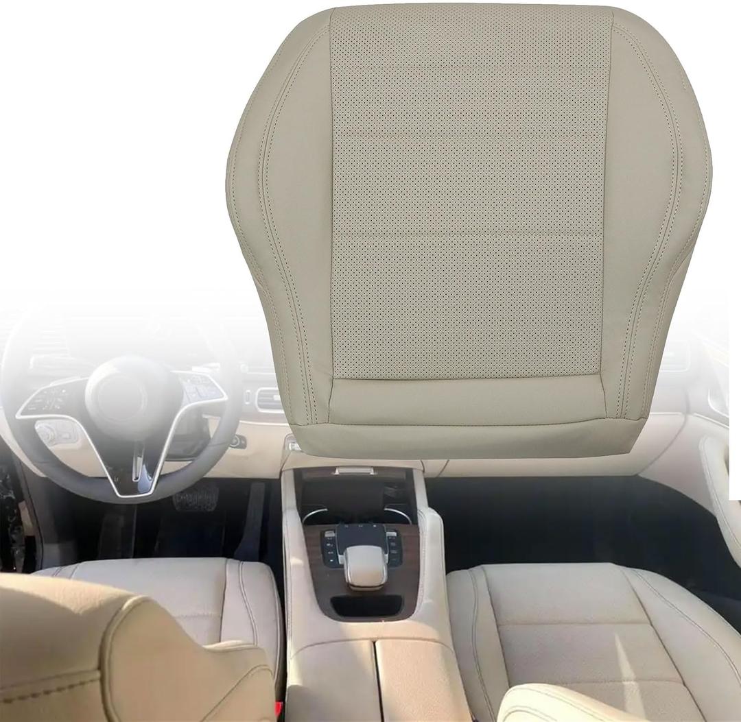 Front Driver Side Bottom Microfiber Leather Perforated Seat Cover Tan Compatible with Mercedes Benz C350 2Door 2012 2013 2014 2015 2016