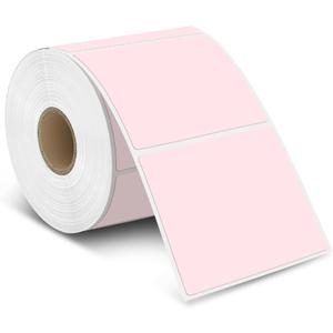 iEager Pink Square Thermal Label Stickers, 3" x 3" Self-Adhesive Square Direct Thermal Labels with Perforation Line, 500 Sheets/Roll