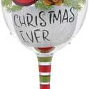 Enesco Lolita Best Christmas Ever Holly and Pinecones Hand-Painted Artisan Wine Glass, 15 Ounce, Multicolor
