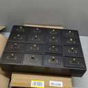 12 Drawers Apothecary Cabinet with Drawers Tabletop Apothecary Drawers Library Card Catalog Cabinet Medicine Cabinets Wood Desk Organizer Wooden Storage Box (Black)