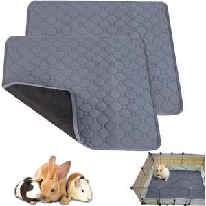 2-Pack 24x24 Washable Guinea Pig Cage Liner - Reusable & Anti-Slip Guinea Pig Bedding, Instant Absorbent Rabbit Pee Pads, Perfect Cage Liners for Small Animals, Hamster, Puppy
