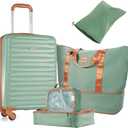 3 Piece ABS+PC Luggage Set, Carry On with Spinner & Duffle, Light Green