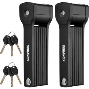 Folding Bike Lock Bicycle Scooter Folding Locks with 3Keys Heavy Duty Bike Lock with Easy Mounting Bracket Alloy Steel Foldable Lock (2 Pack, Black)