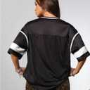 RoseSeek Women's Y2k Football Jersey Shirts V Neck Mesh Oversized Tshirts (XL)