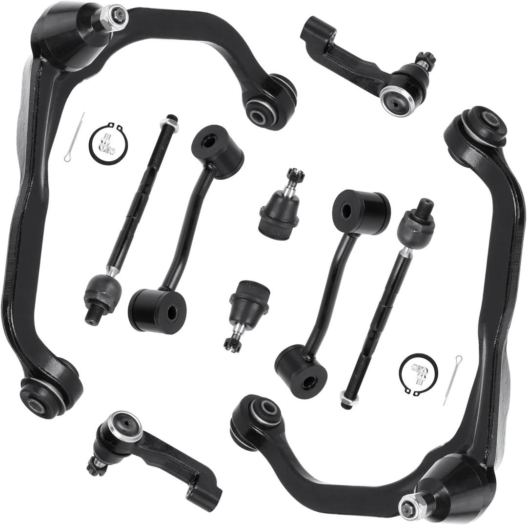 10pcs Front Upper Control Arm fit for Dodge Nitro 2007-2011 Jeep Liberty 2008-2012 Suspension Kit with Ball Joint Tie Rod Ends Stabilizer Sway Bar End Link