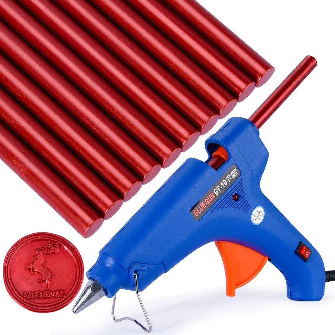 Wax Seal Kit with Sealing Wax Gun & 10pcs Blood Red Wax Sticks  for Wedding Invitations, Envelopes, Gift Wrapping, Letters, DIY Crafts Sealing Decor