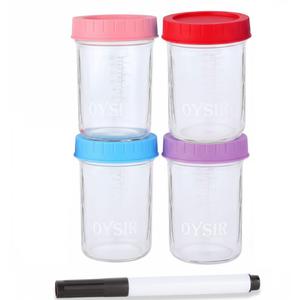 8 OZ Glass Baby Food Storage Containers, 4 Pcs Baby Jars with Lids, Reusable Small Glass Baby Food Containers for Infant & Baby, Freezer, Microwave/Dishwasher Safe