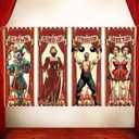 HunnmingRe 4 Pcs Halloween Carnival Circus Hanging Banner Decorations, 40 x 15 Inches Retro Circus Hanging Porch Poster Wall Backdrop Decor for Carnival Home Party Decorations Outdoor Indoor Decor