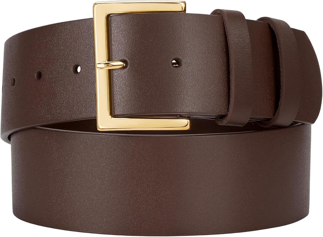 Wide Leather Belt for Women Dresses 1.9" Fashion Thick Chunky Wide Waist Belt with Gold Silver Buckle