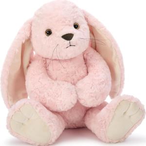 Tezituor Big Bunny Stuffed Animal Pink, 18 inch Large Stuffed Rabbit Plush Toy woth Long Ears, Hugging Soft Rabbit Plush Body Pillow Gift for Boys Girls