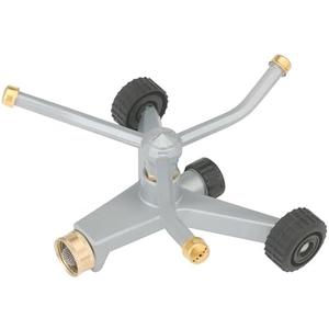 Gilmour Heavy Duty 692 Sq Ft Spinning Sprinkler with Wheeled Base, Metal Whirling Sprinkler Head for 360 Degree Coverage in Flower Beds and Vegetable Gardens