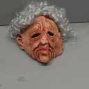 2025New Realistic Old Man Lady Mask Adult Creepy Grandpa Mask White Hair Wrinkles Wig Props for Halloween Party (B)