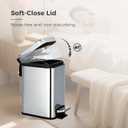 Sineng Bathroom Trash Can with Lid Soft Close, 1.6 Gallon Stainless Steel Small Pedal Garbage Can with Removable Inner Bucket, Waste Bin for Kitchen Bedroom, Compact Toilet Trash bin