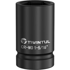 1-5/16" Impact Socket 1" Drive, 6 Point Design, CR-MO Axle Nut Socket, ANSI Certified, Heavy Duty Socket 1 Inch Drive for Truck, Trailer, Industrial & Fleet Maintenance