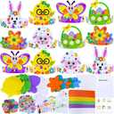 Winlyn 24 Sets Easter Craft Kits Spring Crafts DIY Easter Headbands Craft Kits Bunny Chick Lamb Butterfly Flower Basket Foam Stickers Spring Arts and Crafts for Kids Classroom Activities Party Favors