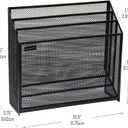 Mind Reader Vertical File Storage, Desktop Organizer, Workspace, Office, Metal Mesh, 12.5"L x 3.75"W x 11.5"H, Black