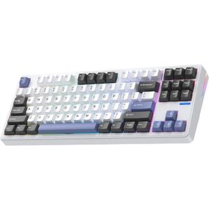Linky 87 Wireless Mechanical Keyboard,Tri-Mode BT5.0/2.4GHz/USB-C Hot Swappable Custom Keyboard, Linear Switches,RGB Backlit Computer Gaming Keyboards for PC/Tablet/PS/Xbox(Blue Stone)