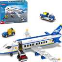 516 Pcs City Passenger Airplane Building Set, 6 IN1 Plane Building Blocks Toys, STEM Aircraft Bricks with Shuttle Bus, Baggage Truck,Airplanes Model Toys Gifts for Adults Boys Girls Age 6-12+