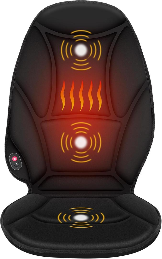 COMFIER Vibration Back Massager with Heat, Heated Massage Chair Pad, Massage Seat Cushion, Chair Massager pad, seat Warmer 5 Vibrating Modes & 2 Heat Levels, Ideal Gifts for Men Women
