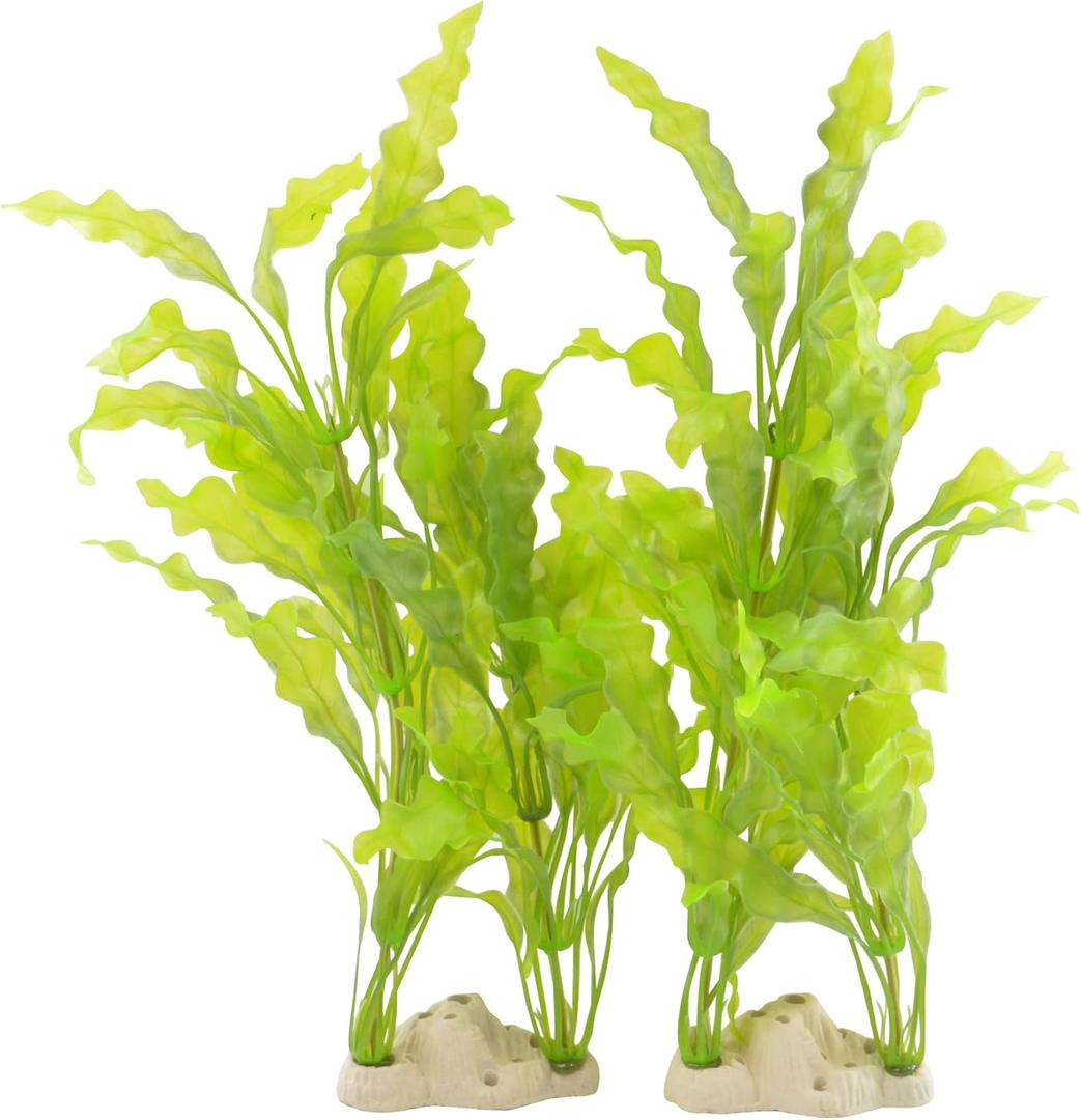 CNZ Aquarium Decor Fish Tank Decoration Ornament Artificial Plastic Plant 17.5-inch Java Fern, 2-Pack