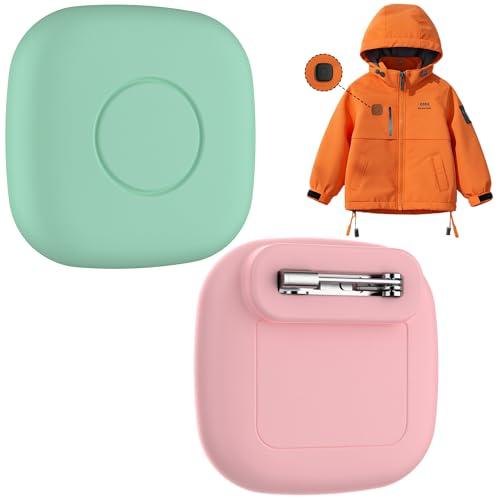 SkyArmor 2-Pack Waterproof Silicone Case with Pin for Tile Mate 2024/2022 – Hidden GPS Tracker Holder for Kids, Teens, Elderly, Pets, Bags, Luggage – Anti-Lost & Anti-Scratch Cover – Pink/Green