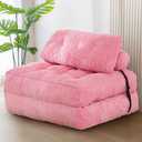 MAXYOYO Folding Sofa Bed, Convertible Sleeper Chair with Pillow Foldable Mattress with Back Support, Portable Fold Out Chair Bed Comfy Floor Sofa Lounge for Living Room Bedroom, Pink, Single