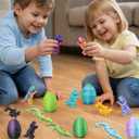 TAHAVICE 24 Pack 3D Printed Dragons Eggs with Dragon Inside, Articulated Desk Decor Display Set with Mini Animal Collectible Figures, Classroom Prizes & Birthday Gifts
