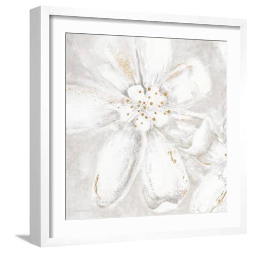 ART.COM Wall Art Print Fleur Blanc 1 on White Frame by Jurgen Gottschlag, 13in x 13in